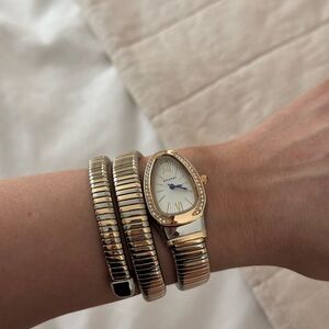 Gold and Silver Snake Watch Double Wrap